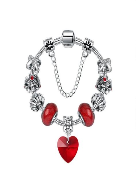 

strands christmas romantic red heart pendant bracelet small personality crystal beads simple hand ornaments8517514, Black