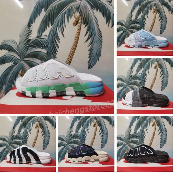 

2023 more uptempos slides sandals men women slippers black white red sports runners slipper pippen slipper sandle mens designer sandal b2