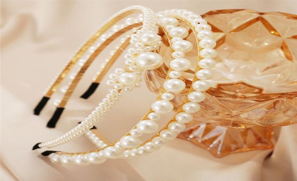 

new fashion wedding hair jewelry vintage pearl headband for women girls bohemian hair hoop mix styles mujer1848901, Silver