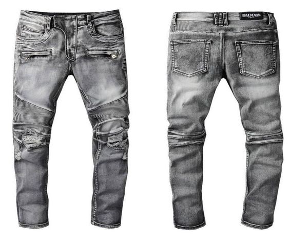 

2021 new arrivals balmian mens luxury designer denim jeans holes trousers biker pants men039s clothing 10943747195, Blue