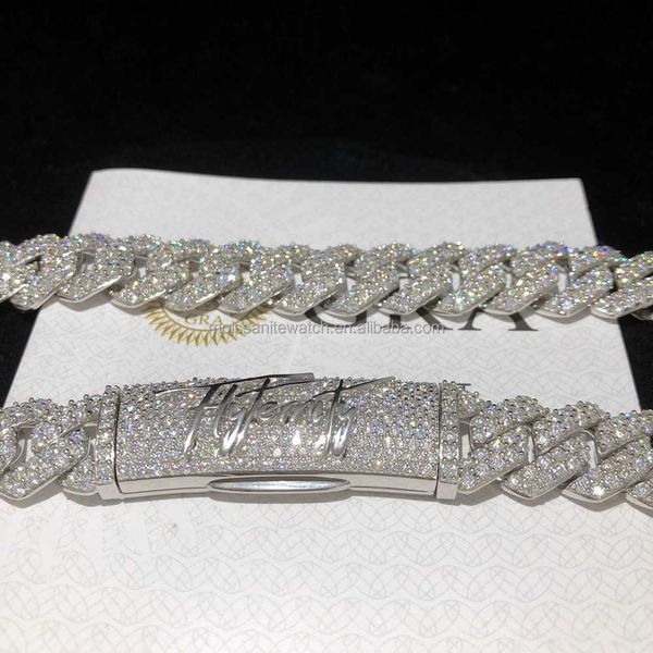 

custom clasp vvs diamond moissanite cuban necklace 925 silver gra iced out hip hop miami cuban link chain men jewelry