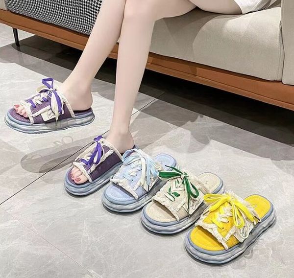 

summer women graffiti slippers sandals platform shoes mules flip flops street clogs flat new sweet casual shoes for female, Black
