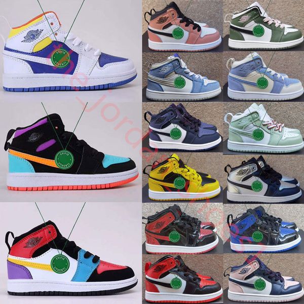 

fashion kids high basketball shoes off men womesn youth children university blue dark mocha light smoke grey hyper chicago patent bred royal