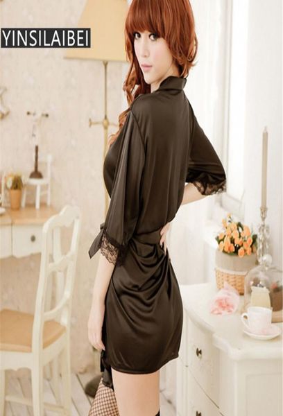 

whole women039s short silk kimono satin robes for bridesmaids bride robe dressing gown bathrobe chemise lace lingerie1077794, Black;red