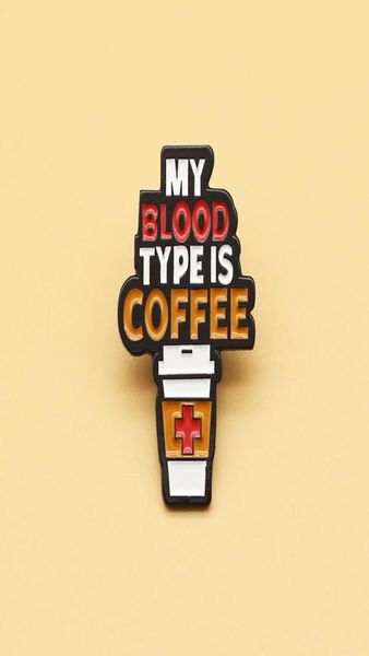 

cartoon coffee pin badge on backpack my blood type is coffee pins for clothes broche for schoolbag2418970, Blue