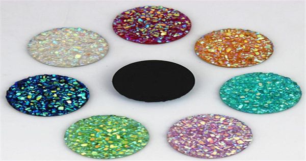

micui 100pcs 18mm crystal ab flatback round rhinestone cabochon gemsflat back resin rhinestone for diy decoration zz6478122706, Black