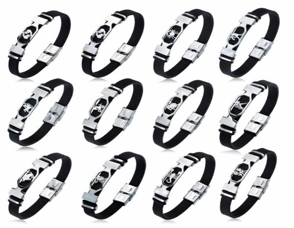 

charm bracelets 2021 fashion 12 constellation stainless steel bracelet zodiac black leather for men and women pulseras hombre1751804, Golden;silver
