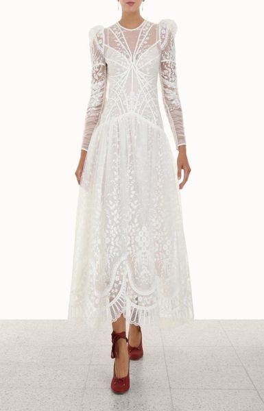 

runway dresses 2022 autumn and winter tide brand new mesh embroidered long dress skirt5206296, Black