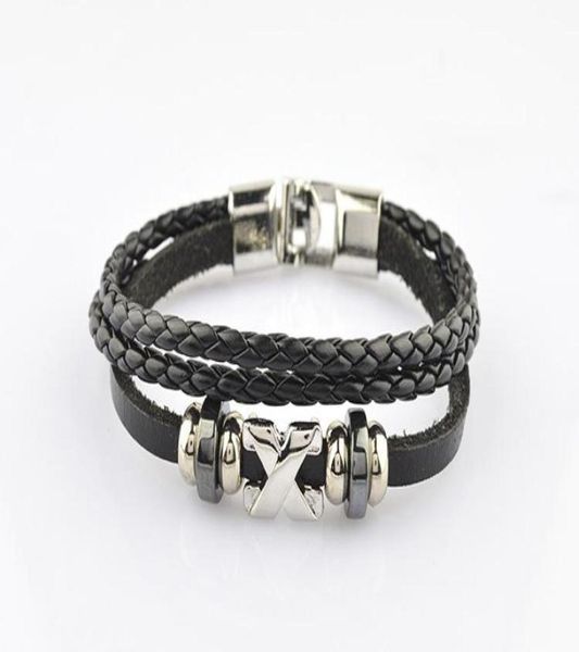

men leather bracelets silver charms jewelry handmade charm bracelets brown black color 5pcs 7862794, Golden;silver