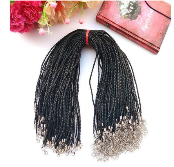 

18quot diy leather plaited cords ropes with lobster clasps extended chain for charms necklace jewelry making multicolor optiona5204606, White;red
