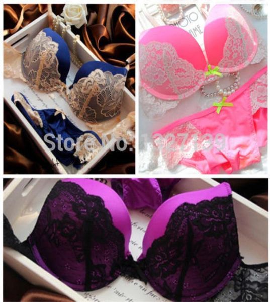 

whole womens underwear satin print lace embroidery bra sets panties b cup9733746, Red;black