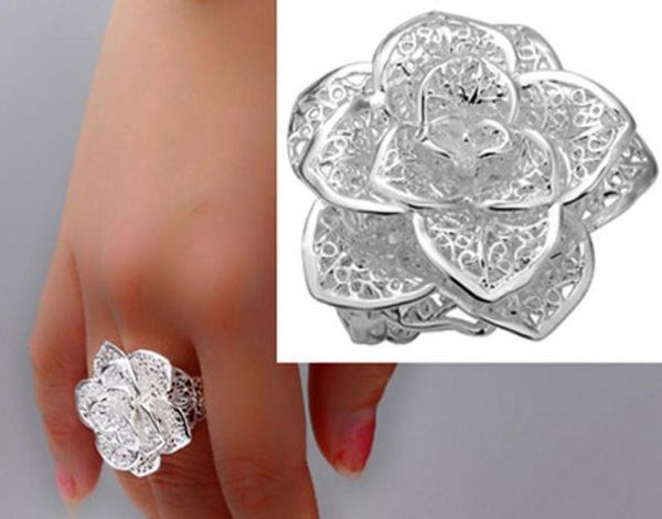 

fine 925 sterling silver ring for women mennew arrival xmas whole fashion jewelry 925 silver classic flower open ring link it8326429