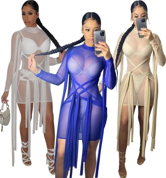 

women seethrough mini dresses chic design lady039s oneck long sleeve laceup bodycon mesh dress7319720, White;black