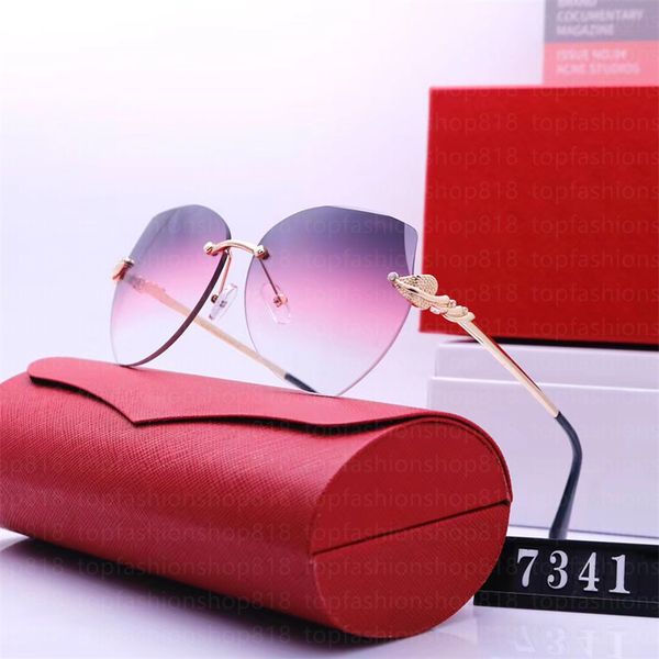 

fashion designer 7141 sunglasses for women retro charming rimless summer fashion versatile style with uv resistance to the case, White;black