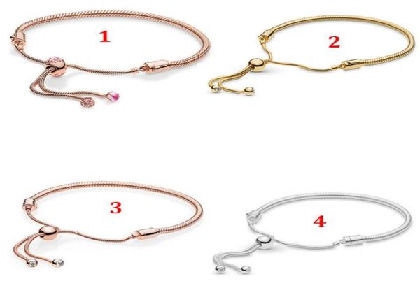 

women's 925 sterling silver bracelets for style rose gold cross bone chain adjustable basic chain bracelet luxury designer gift with bo, Golden;silver