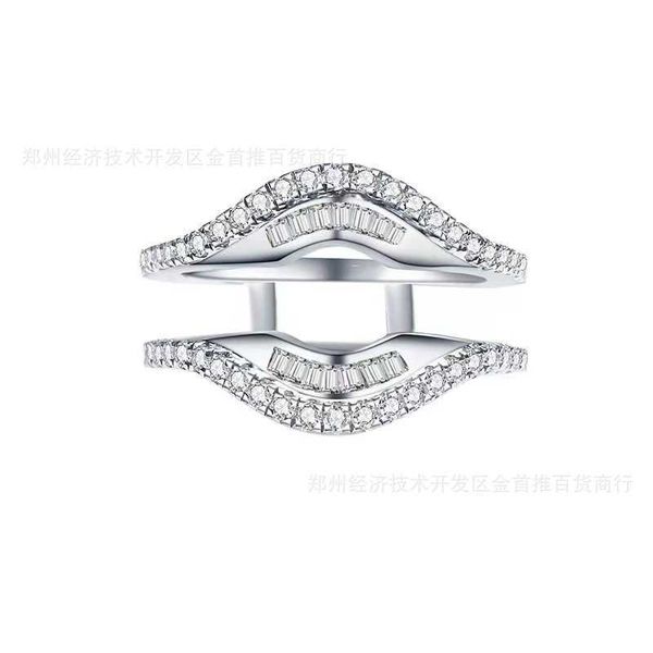 

designer new tiffay 925 sterling silver plated true gold mosang double row diamond ring women's auxiliary