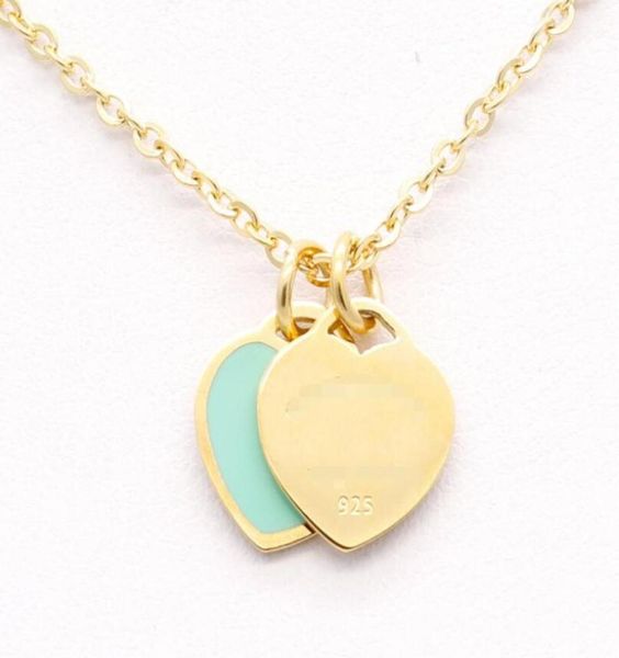 

stainless steel chain enamel double heart love necklaces women necklace fashion trendy paired suspension pendants model mixed 9 co2252281, Silver