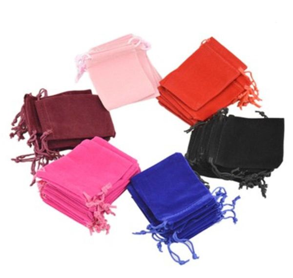 

whole colorful 7x9cm small mini black velvet pouches jewelry packaging display drawstring packing gift pouches bags4765040, Pink;blue