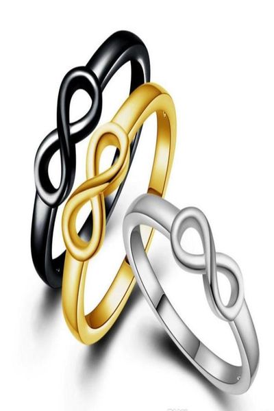 

925 sterling silver plating infinity ring gold silvery black band ring for women fashion wedding jewelry gift moq 20 pcs size us 61137903