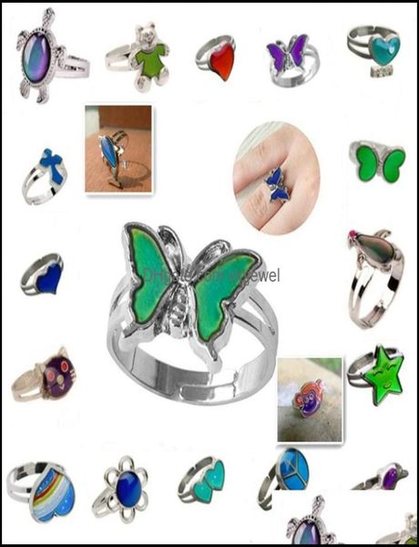 

cluster rings butterfly mood ring color change adjustable emotion feeling changeable temperature jewelry for kids birthday w vipje1740356, Golden;silver