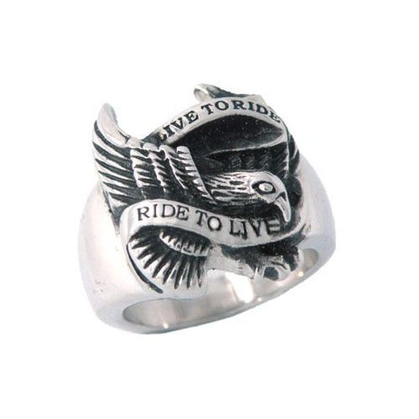 

live to ride eagle ring motorcycles biker ring stainless jewelry steel motor ring swr00051775795, Golden;silver