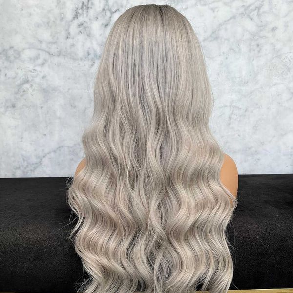 

nxy black/grey synthetic lace front wigs for women body wave lace wig long hair cosplay high temperature fiber synthetic wigs 230524, Black;brown