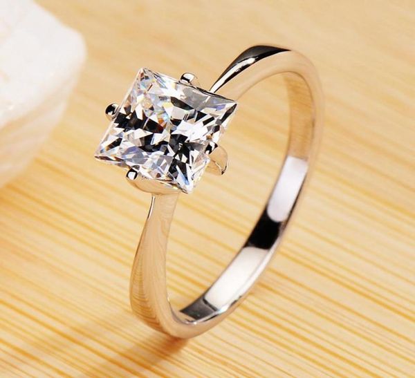 

cluster rings vintage promise love engagement ring luxury female small square stone 100 real 925 sterling silver wedding for wome2150164, Golden;silver