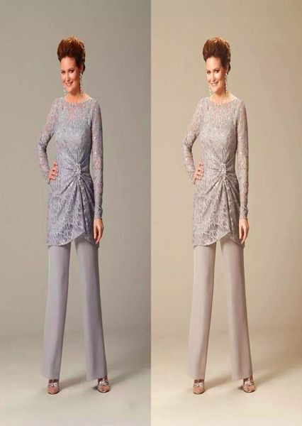 

gray lace mother of the bride suits long sleeves plus size women formal evening dresses sequined crystals wedding guest dress cust1840655, Black;red