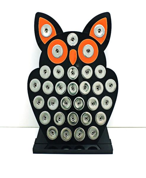 

new arrival 18mm snap button display stands fashion owl black acrylic interchangeable button jewelry display board3778584
