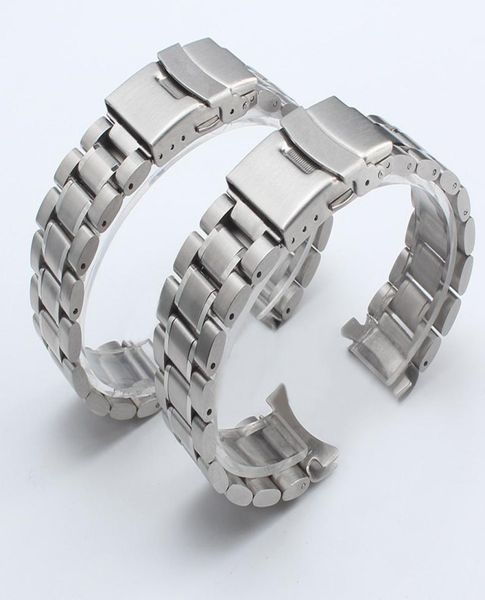 

silver stainless steel watchbands bracelet 18mm 20mm 22mm solid metal watch band men strap accessories4156882, Black;brown