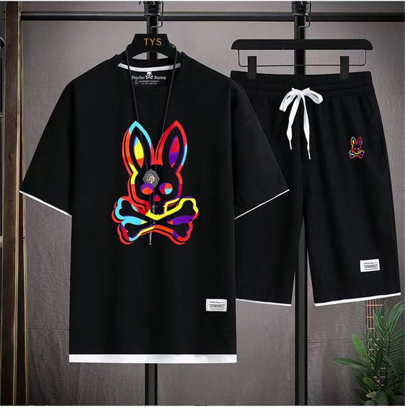 

men's tracksuits the 2023 men's summer set features a psycho bunny11 print design round neck short sleeve and two piece shorts 230, Gray