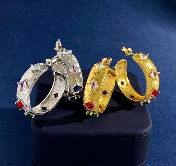 

new designed hoop huggie earrings brass 18k gold plated women ear stud designer jewelry gifts er651164674, Golden;silver