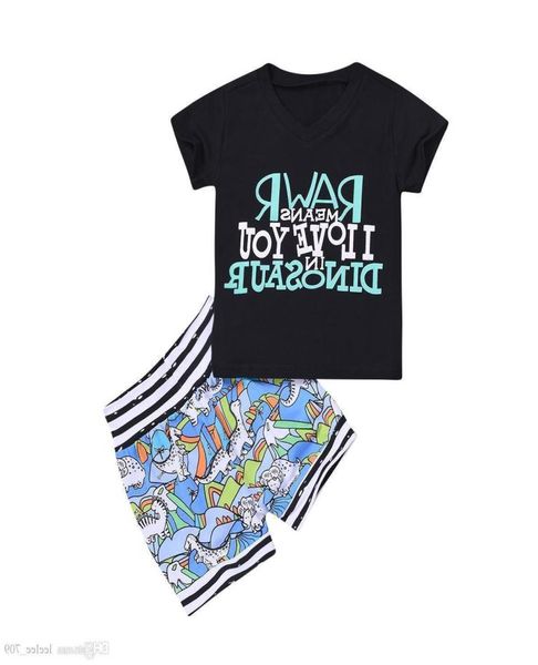 

trendy kids baby boy set v neck black letters tank dino print shorts outfits toddler clothing sets 3m4y whole 2019 summer4718347, White