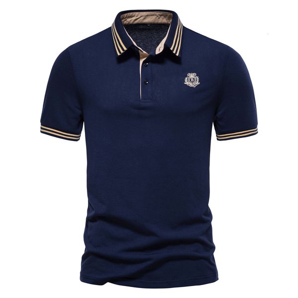 

men's polos summer men's embroidered polo shirt fashion casual business versatile shirt 230713, White;black