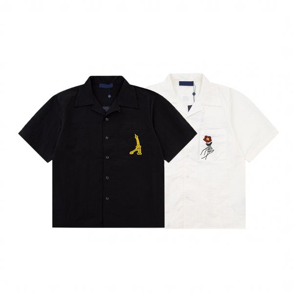 

23fw t shirt cotton tee casual summer embroidery tower flower men short sleeve shirts jul 13, Black;brown