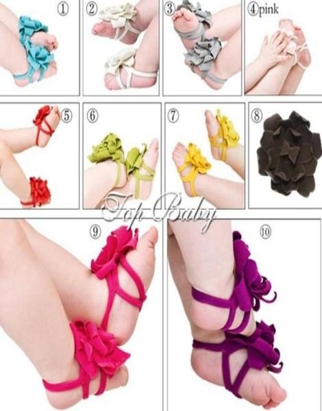

10pairs fashion baby foot flower baby sandalsbarefoot sandals baby shoestoddler shoes2980340, Black;red