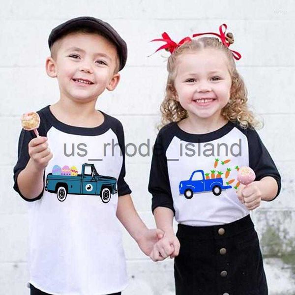 

t-shirts shirts cartoon and eggs easter t-shirt for kids toddler holiday shirt children casual raglan long sleeves gifts t-shir x0714, Blue