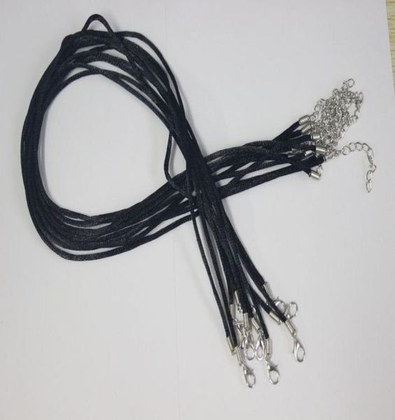 

50pcs 2mm black satin silk necklace pendant cord 1830 inches self handmade1040496, Silver