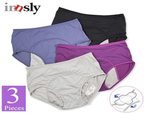 

3 piecesset leak proof menstrual panties physiological pants women underwear period cotton waterproof briefs drop6748371, Black;pink