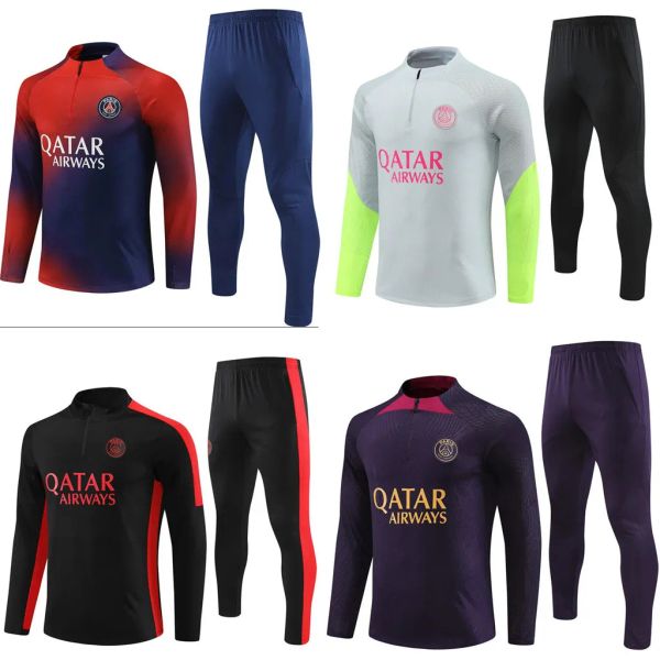 

22 /23/24 paris tracksuits training psgs chandal 2022 23 24 mbappe kit survetement foot tuta jacket retro futbol soccer football men and kid, Black;yellow