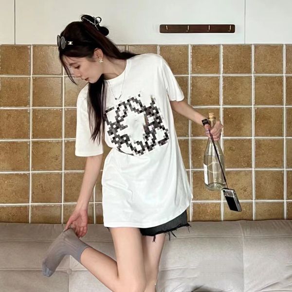 

mosaic embroidered logo short sleeve loose t-shirt, White