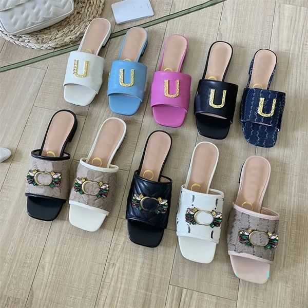 

casual shoes 2023 designer slipper golden sandals women versatile slippers embroidered sheepskin sandal flat slides size35-42, Black