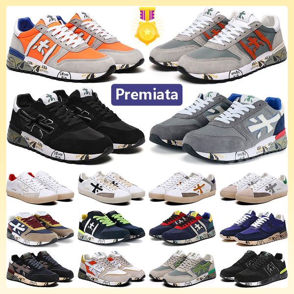 

new premiata mens womens running shoes italy mick lander django sheepskin genuine leather trainer sports sneakers for men and women, Black