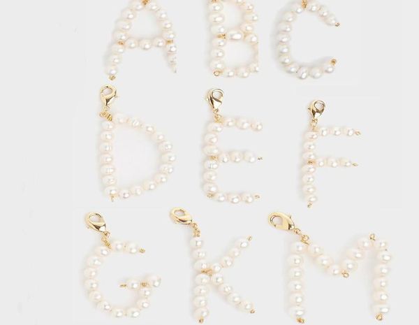 

natural freshwater pearl pearly initial jewelry name diy custom 26 az english alphabet letter pendant for jewelry making bedels6547145, Bronze;silver