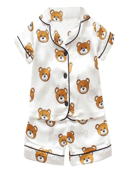 

pajamas set for children summer 2019 boys girls kids home clothing cartoon short sleeve baby sleepwear suit children039s day gi9957384, White