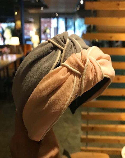 

hair accessories for women korean pure color chiffon middle knot wide brim hair band spring and summer new headwear whole3304406, Silver