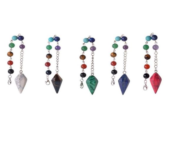 

charms natural stone crystal faceted wicca pendulum for dowsing pyramid healing reiki chakra dowsing pendant choker lol 14303114, Bronze;silver