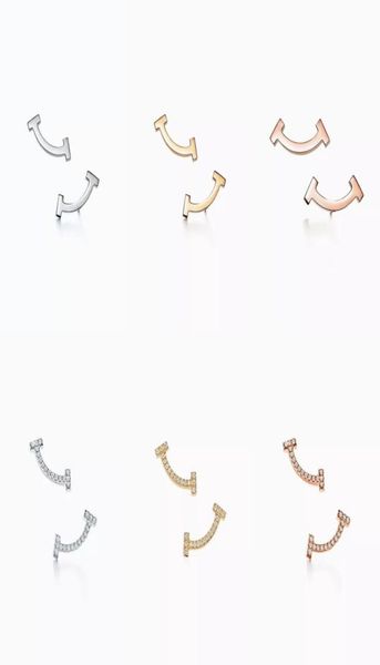 

t design smile stud earrings charm love earrings 925 sterlling silver 18k gold plated jewelry fashion classic luxury brand valenti6906786, Golden