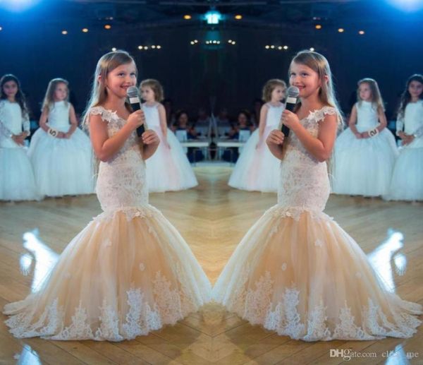 

cute mermaid girls pageant gowns lace applique sleeveless flower girls dresses children organza v neck kids birthday dress1406469, White;blue