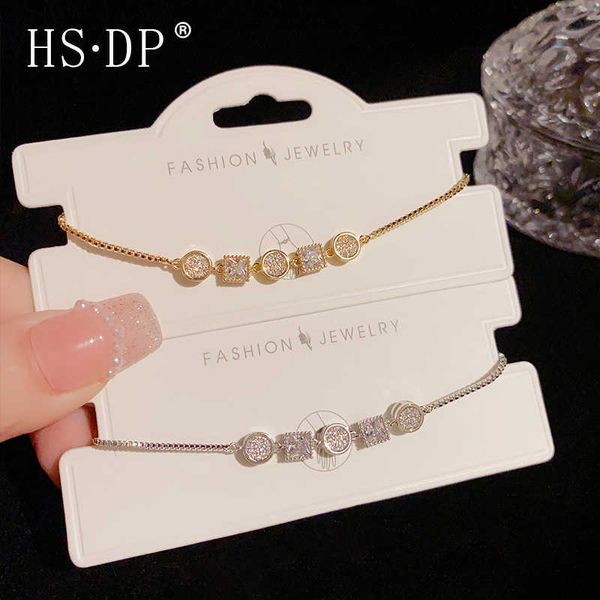 

internet celebrity fashion minimalist geometric zircon with a sense of luxury and niche design versatile commuting bracelet, Golden;silver